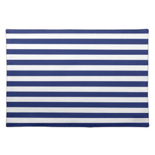 Navy Blue and White Stripe Pattern Placemat