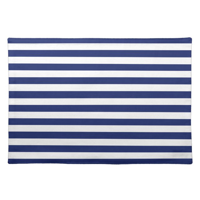 Navy Blue and White Stripe Pattern Placemat (Front)