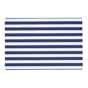 Navy Blue and White Stripe Pattern Placemat