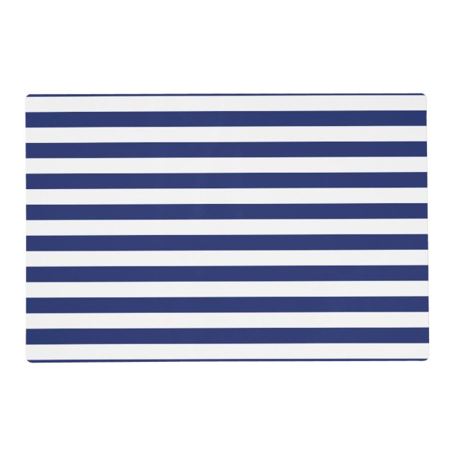 Navy Blue and White Stripe Pattern Placemat (Front)