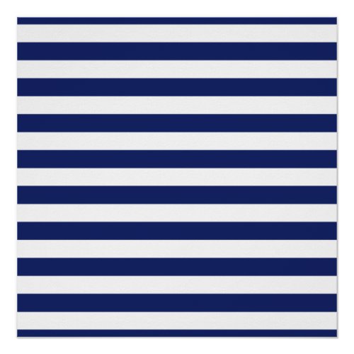 Navy Blue and White Stripe Pattern Poster