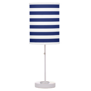 Navy Blue and White Stripe Pattern Table Lamp