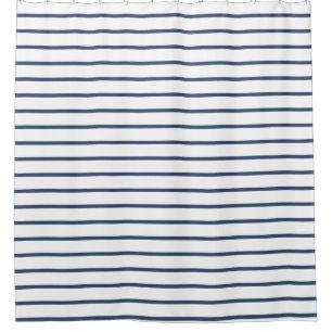 Navy Blue and White Stripe Shower Curtain