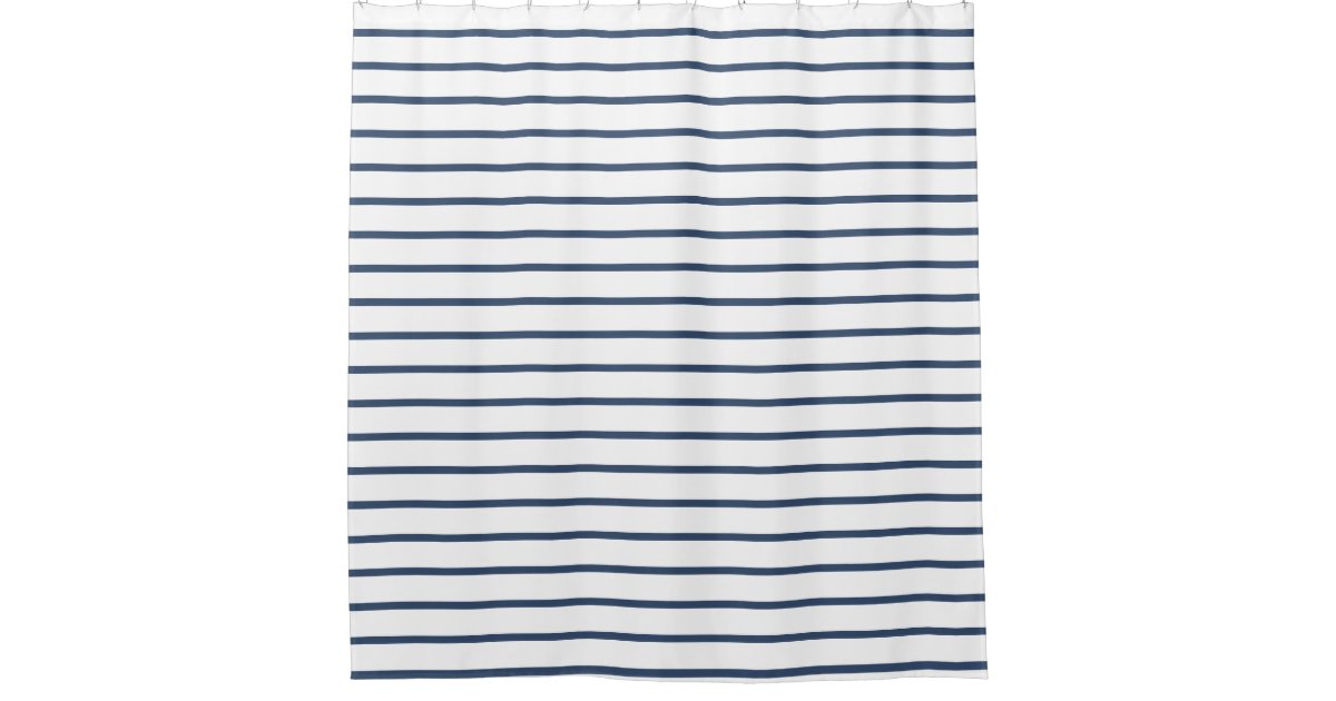 Navy Blue and White Stripe Shower Curtain Zazzle