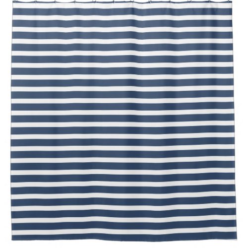 Navy Blue and White Stripe Shower Curtain