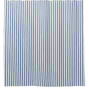 Navy Blue and White stripe Shower Curtain