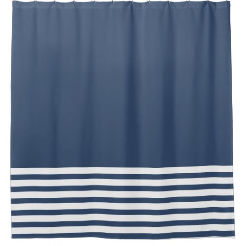 Navy Blue and White Stripe Shower Curtain