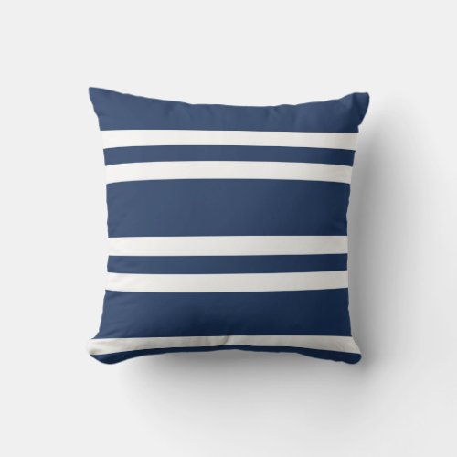 Navy Blue and White Stripe Throw Pillow