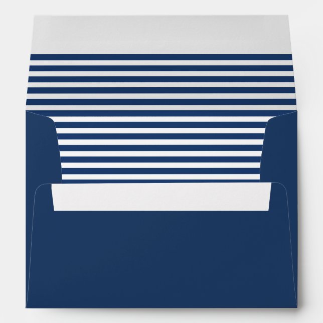 Navy Blue and White Striped  Envelope (Back (Bottom))