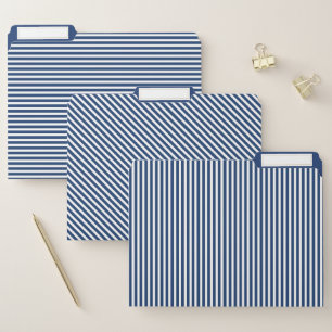 Navy Blue and White Striped File Folder