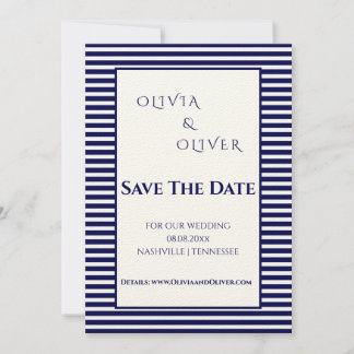 Navy Blue and White Striped Flat Card