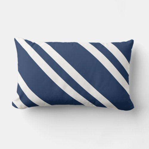 Navy Blue and White Striped Lumbar Pillow