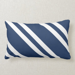 Navy Blue and White Striped Lumbar Pillow