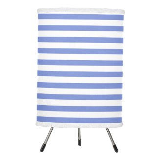 Navy Blue and White Striped Nautical Tripod Lamp