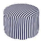 Navy Blue And White Striped Pattern Pouf Seat at Zazzle