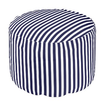 Navy Blue And White Striped Pattern Pouf Seat by EnduringMoments at Zazzle