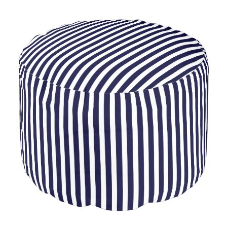 Navy Blue And White Striped Pattern Pouf Seat