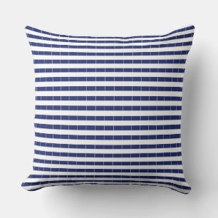 Navy Blue and White Striped Pillow