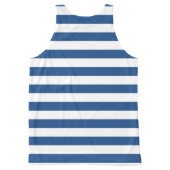 Navy blue and white striped tank top for men women (Back)