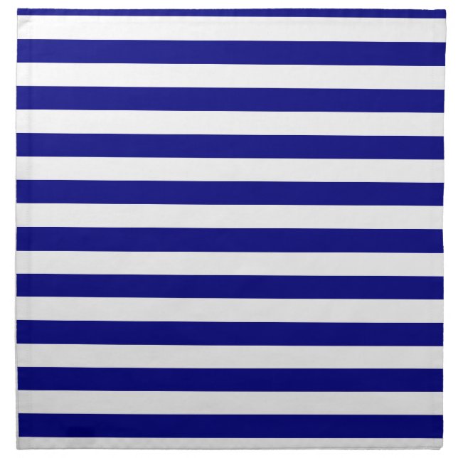 Navy Blue and White Stripes Cloth Napkin (Front)