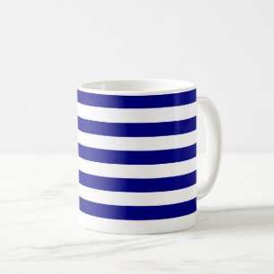 Navy Blue and White Stripes Coffee Mug