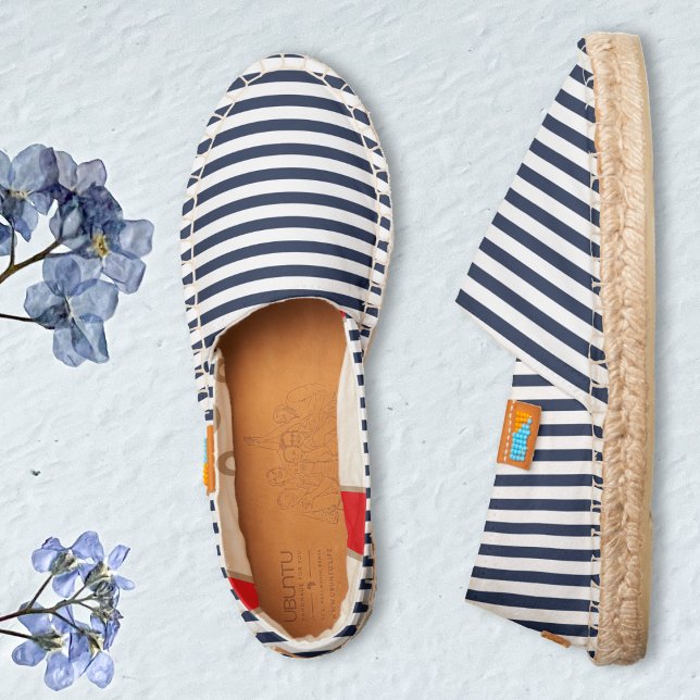 Navy Blue and White Stripes Fashion Casual Slip On Espadrilles (Navy Blue and White Stripes Fashion Casual Slip On Espadrilles)