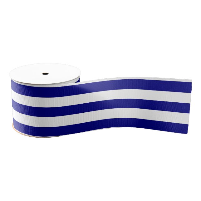 Navy Blue and White Stripes Grosgrain Ribbon (Spool)