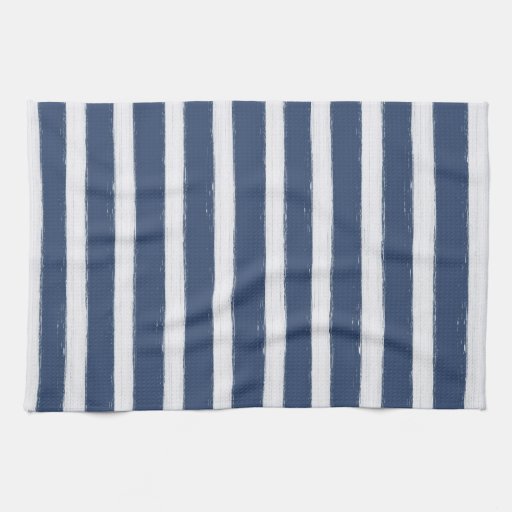 Navy Blue and White Stripes Hand Towels | Zazzle