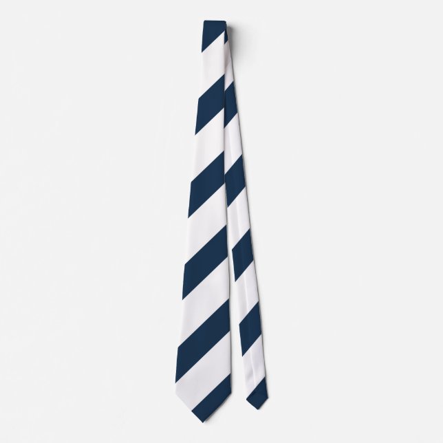Navy Blue and White Stripes  Neck Tie (Front)