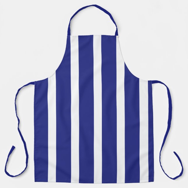 Navy blue and white stripes pattern apron (Front)