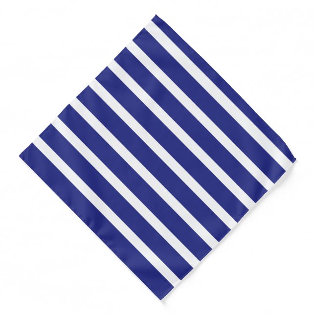 Navy blue and white stripes pattern bandana (Front)