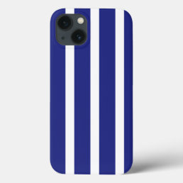 Navy blue and white stripes pattern iPhone 13 case