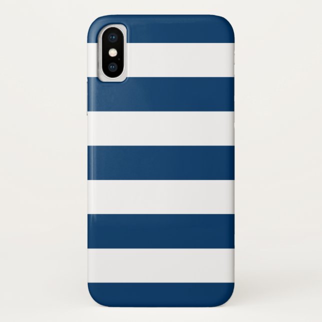 Navy Blue and White Stripes Pattern Case-Mate iPhone Case (Back)