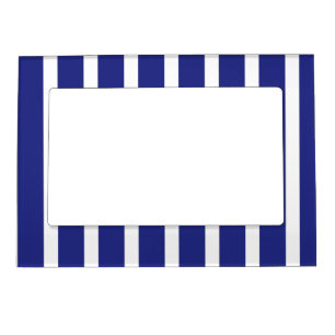 Navy blue and white stripes pattern magnetic frame