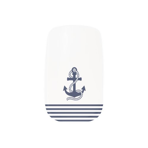 Navy blue and White Stripes Pattern Navy Anchor Minx Nail Wraps