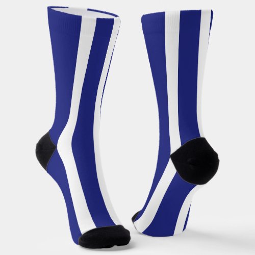 Navy blue and white stripes pattern socks