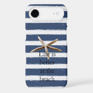 Navy Blue and White Stripes Starfish iPhone 17 Air Case