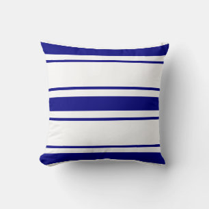 Navy Blue and white Stripes Throw Pillow