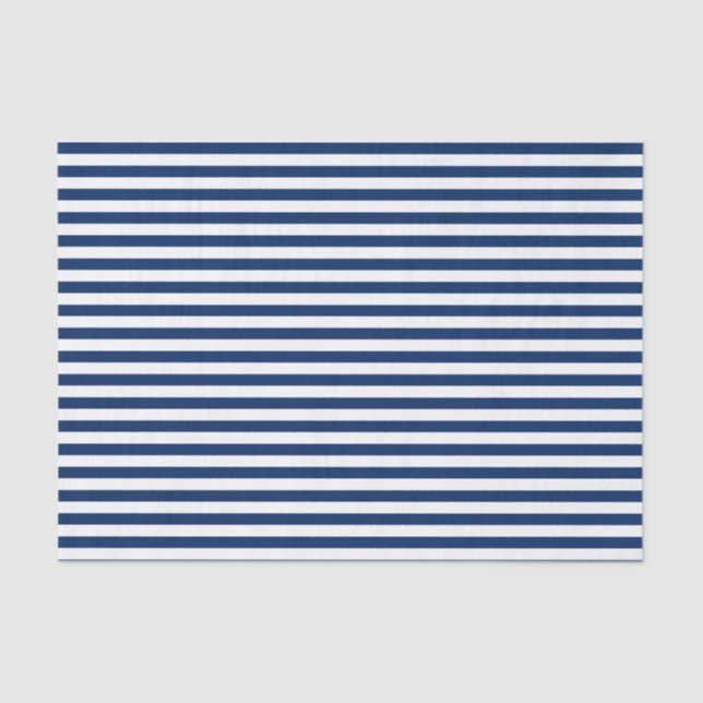 Navy Blue and White Stripes Tissue Paper (Front)