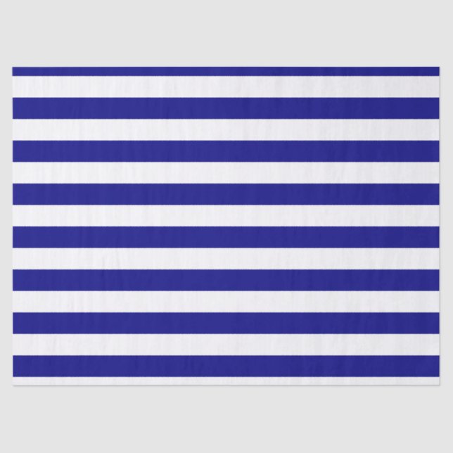 Navy Blue and White Stripes Tissue Paper (Front)