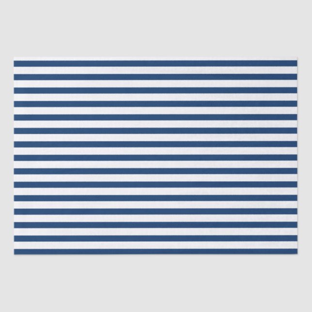 Navy Blue and White Stripes Tissue Paper (Front)