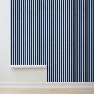 Navy Blue and White Stripes Wallpaper