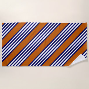 Navy blue and white stripes with burnt orange beach towel