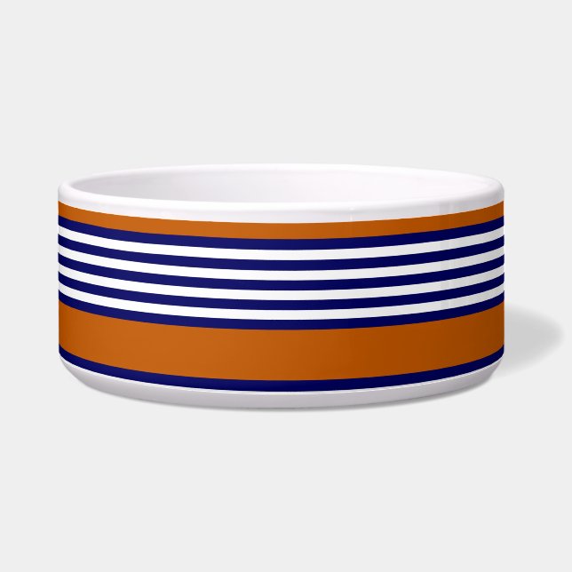Navy blue and white stripes with burnt orange bowl (Front)