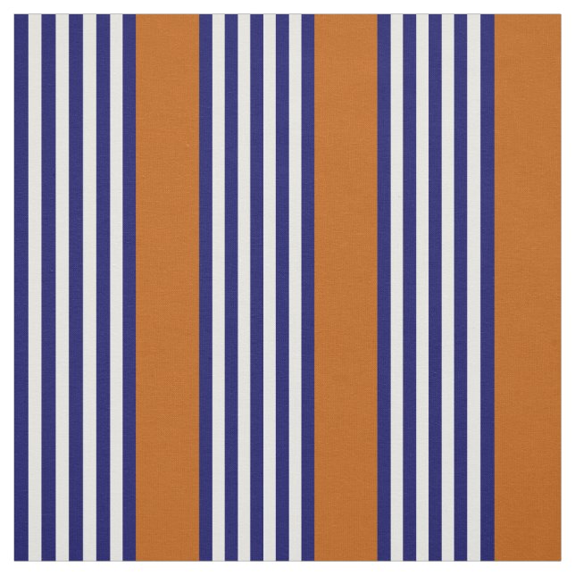 Navy blue and white stripes with burnt orange fabric (Swatch)