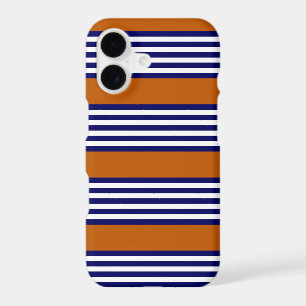 Navy blue and white stripes with burnt orange iPhone 17 case