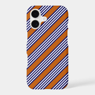Navy blue and white stripes with burnt orange iPhone 17 case