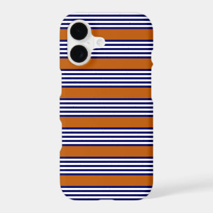 Navy blue and white stripes with burnt orange iPhone 17 case