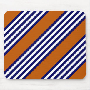 Navy blue and white stripes with burnt orange mouse pad