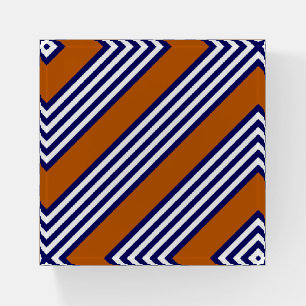 Navy blue and white stripes with burnt orange paperweight